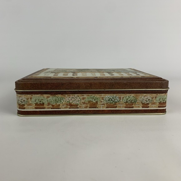 Vintage Tabby Kittens Cats in Flower Pots Picket Fence Collectible Tin 6"x7.5" - Picture 6 of 16